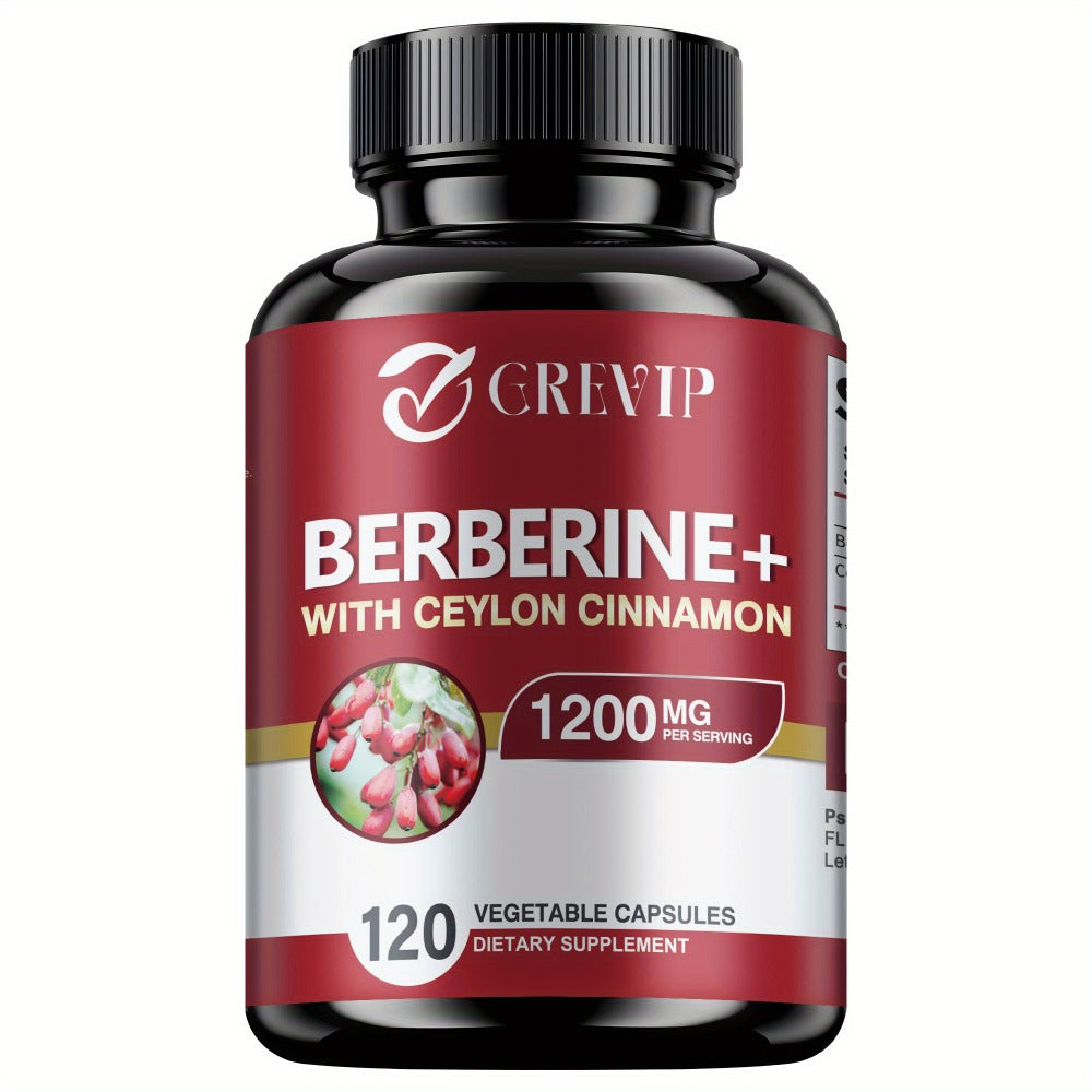 Dietary Supplement Berberine HCl and Ceylon Cinnamon Capsules, 120 Count with Multi-Bottle Options