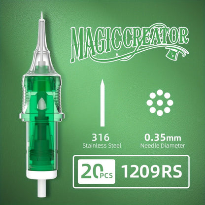 Disposable Tattoo Needles 20pcs Mixed Set RL RS M1 C-M — Multi-Gauge High Transparency Cartridge, Lasting Sharpness, Ample Ink Capacity, for Professional Artists & Beginners