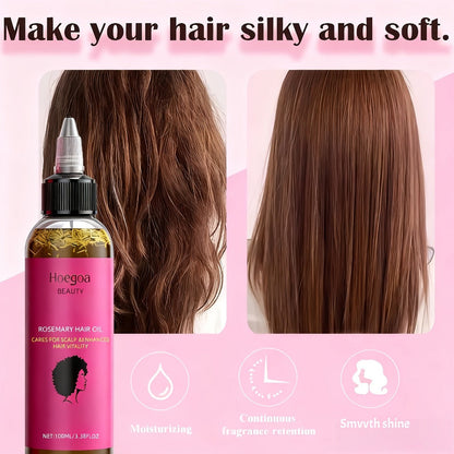 Hair Oil Hoegoa Rosemary Two-Bottle 100ml Gift Set with Pointed Applicators for Hair and Scalp Application
