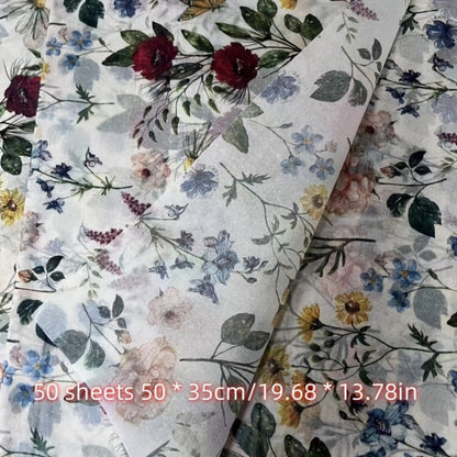 Fifty-Sheet Vintage Floral Gift Wrapping Paper Set, 20 x 14 Inch Purple Lily Design Pictured