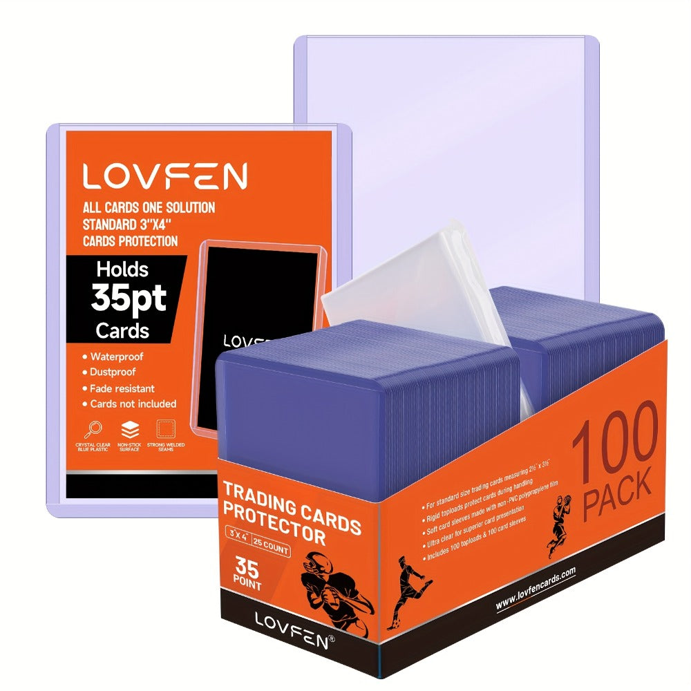 Card Top Loaders and Sleeves 200ct – 100 Hard Plastic 3x4 Top Loaders + 100 Soft Penny Sleeves for Baseball Football standard tabletop