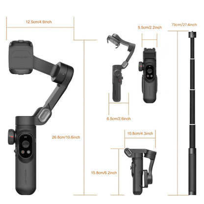AOCHUAN Smart X Pro Combo 3-Axis Smartphone Gimbal Stabilizer | RGB Fill Light, Extension Rod, OLED Display & Wireless Charging for iPhone 15 14 13 Pro Max, YouTube Vlogging & Live Streaming