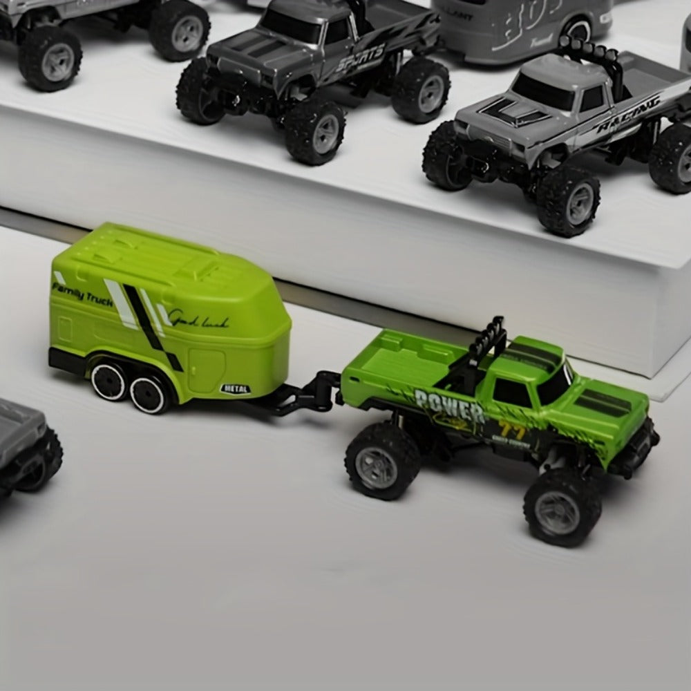 Mini Remote Control Pickup Truck with Detachable Trailer, Five Color Options and Spring Suspension