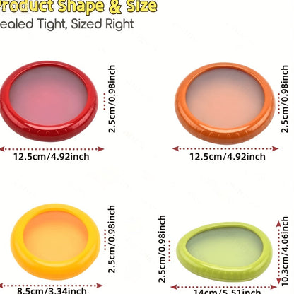 Food Storage Containers Six- or Eight-Piece Silicone Produce Saver Set for Refrigerator and Dishwasher Use