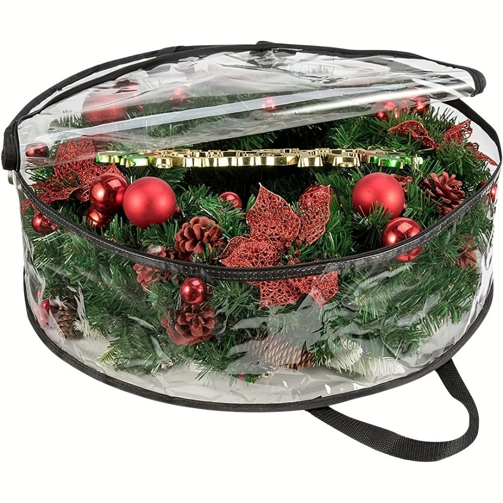 Transparent Wreath Storage Bag Sets in 24- or 30-Inch Sizes with Two- or Four-Piece Options and Handles