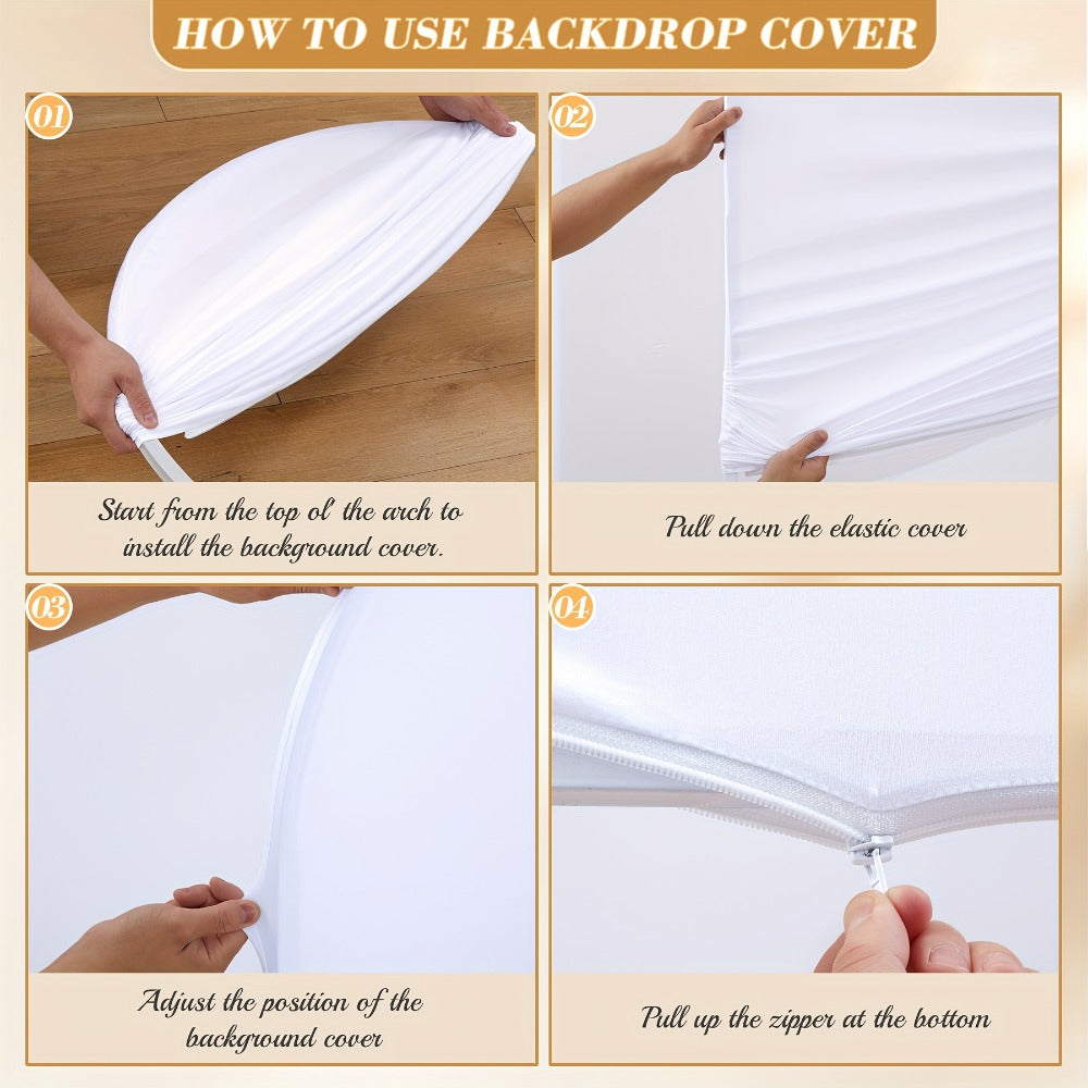 Two-Piece Fitted Arch Photography Backdrop Cover Set for 6-Foot and 6.6-Foot Compatible Frames