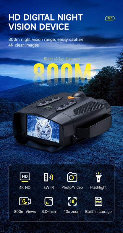 Night Vision Goggles with Built-In 3W IR Illuminator | 200MP HD, 10X Digital Zoom, 5W IR Light, 6-Hour Battery | Hands-Free Wearable for Hunting, Survival, Wildlife & Nighttime Outdoor Adventures