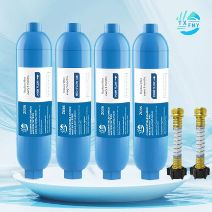RV Water Filter with Flexible Hose Protector – Inline Hose Filter, Reduces Chlorine, Odors & Sediment, BPA-Free, for RV, Camper, Boat, Garden, Camping, 1/2/4 Pack