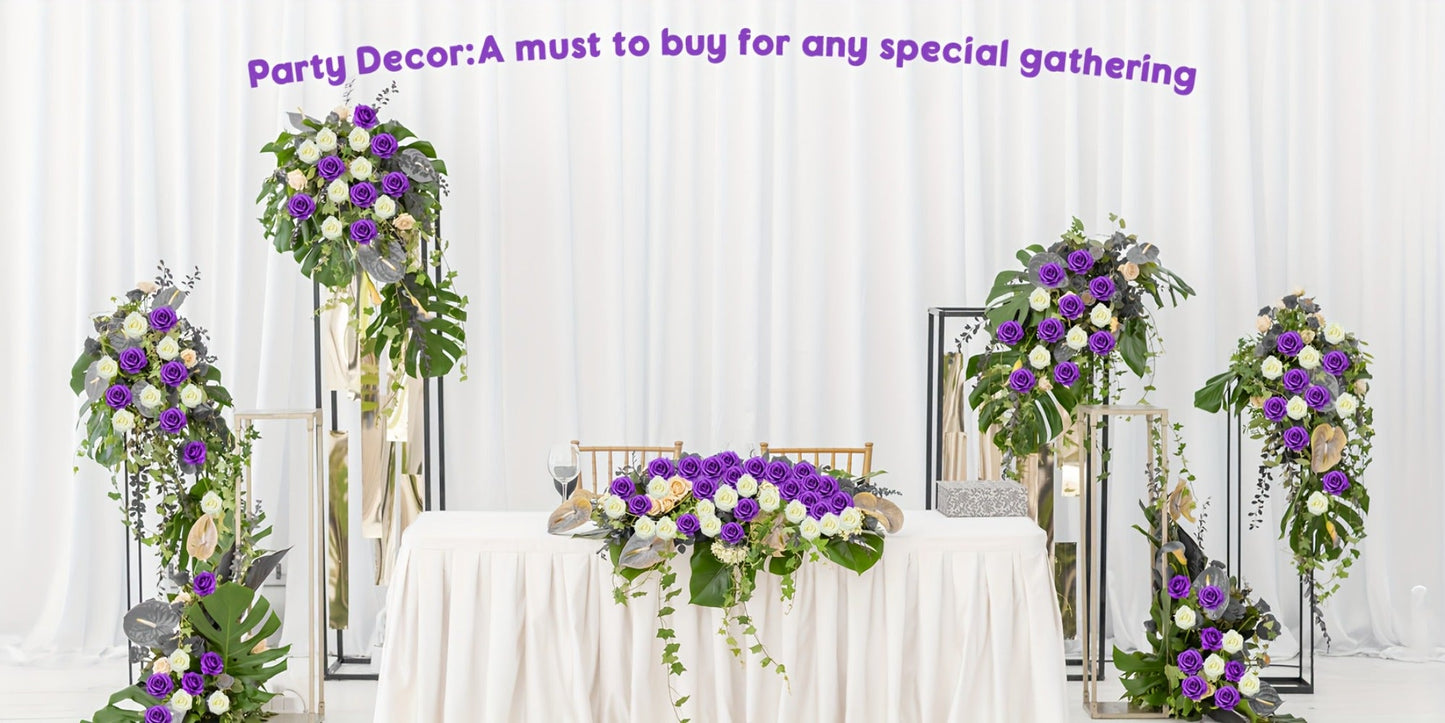 Artificial Silk-Labeled Rose Heads with 6-Inch Detachable Stems, 50-Piece Set in Black, Red or Wine Red