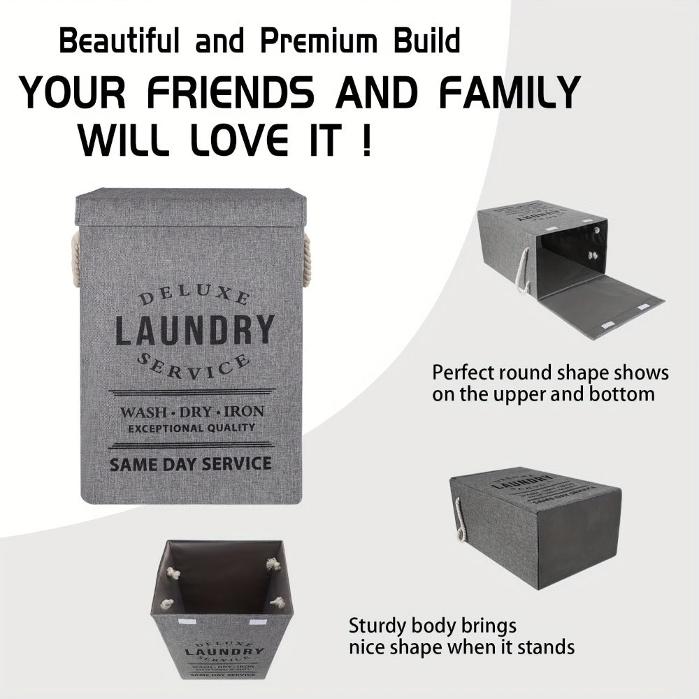 Laundry Hamper Collection in Black or Gray Lidded Styles and One- or Three-Pack Foldable Basket Options