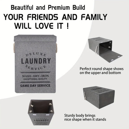 Laundry Hamper Collection in Black or Gray Lidded Styles and One- or Three-Pack Foldable Basket Options