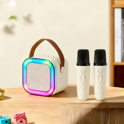 Portable Karaoke Speaker Set with Two Wireless Microphones and Three-Piece Checkout Bundle for Home Events