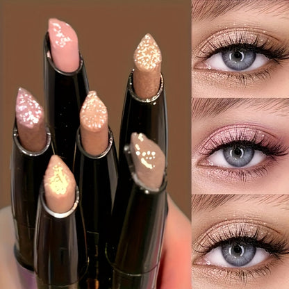 Six-Piece Shimmer Eyeshadow Stick Set in Black Twist-Up Tubes with Exact 6-Pack Checkout Label