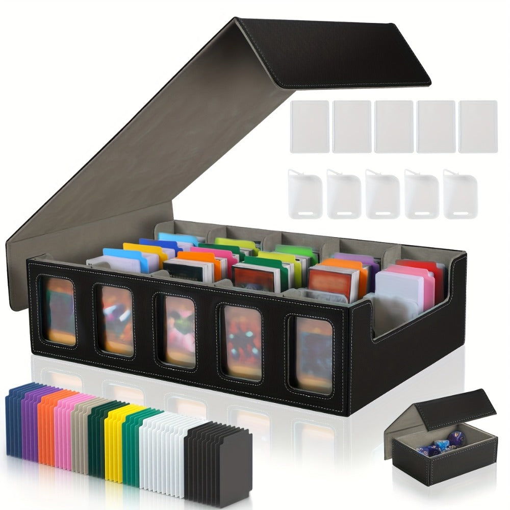 Front-Window Five-Row Collector Card Organizer with 24 Color Dividers, Five Clear Holders and Five Color Choices