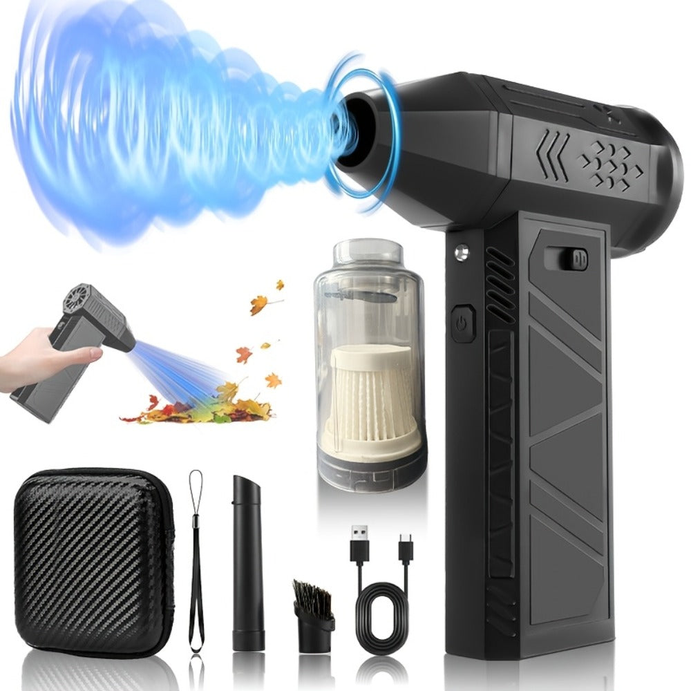 130000 RPM Portable Turbo Fan Blower & Vacuum 2-in-1, USB Rechargeable Cordless Handheld Air Blower for Dust Removal, Cooling, Snow Blowing, Car Cleaning, Inflatable Pad, Ignition Aid