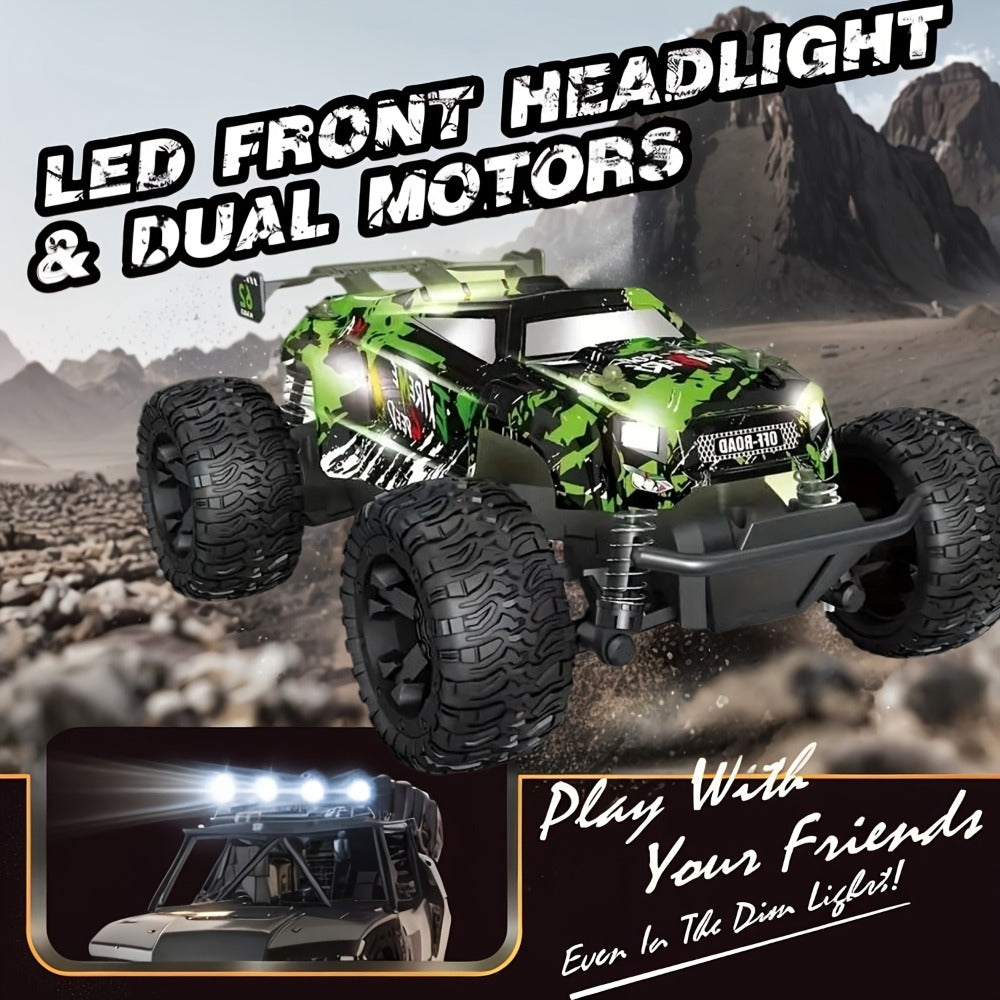 Remote Control Car, 1:16 Scale Alloy Off-Road Truck with 2.4GHz Control, 45KM/H Source Speed, LED Lights and Rechargeable Battery