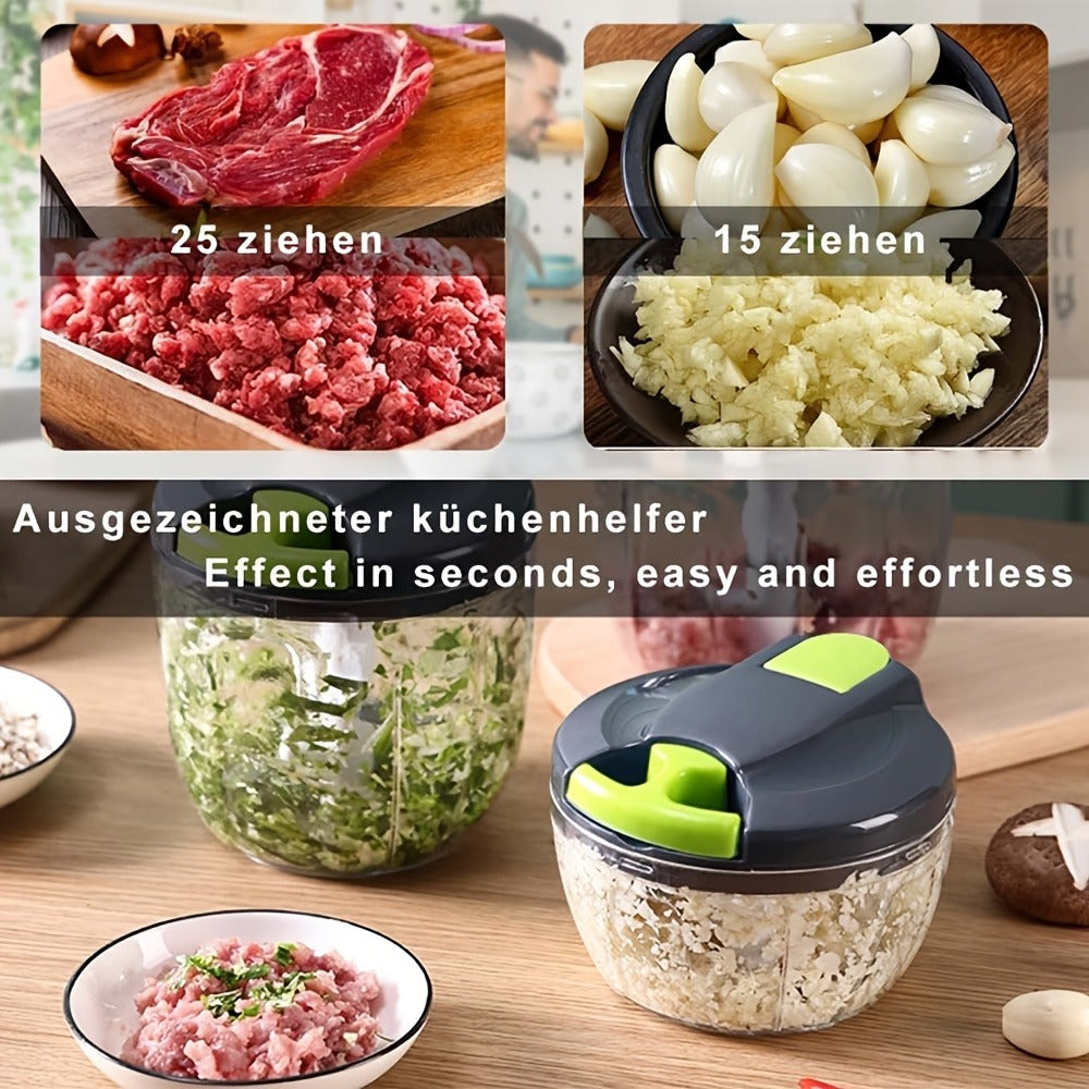 Vegetable Chopper with 3/5 Blades – Multifunctional Onion Chopper, Food Dicer & Salad Cutter with Container | Kitchen Gadget Set for Potato, Carrot, Garlic