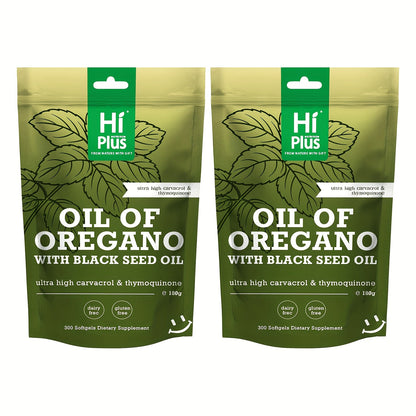 Oregano Oil Black Seed Oil Softgels 2-in-1 Immune Support, 4x Strength Carvacrol 200mg Thymoquinone