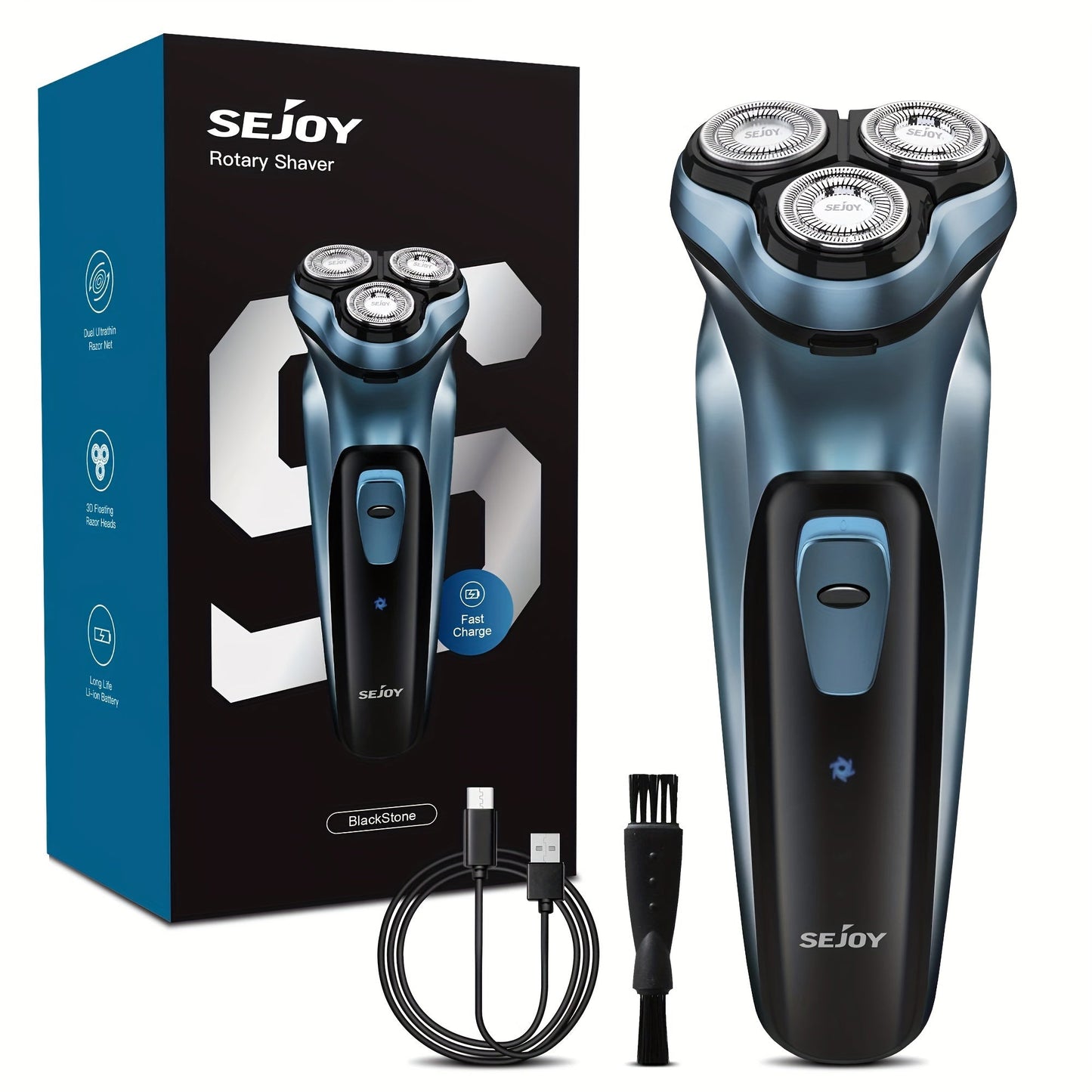 Electric Shaver 3D Floating Rotary Head with Pop-Up Trimmer, LCD Display and 1-Hour Fast Charge for Wet/Dry Use