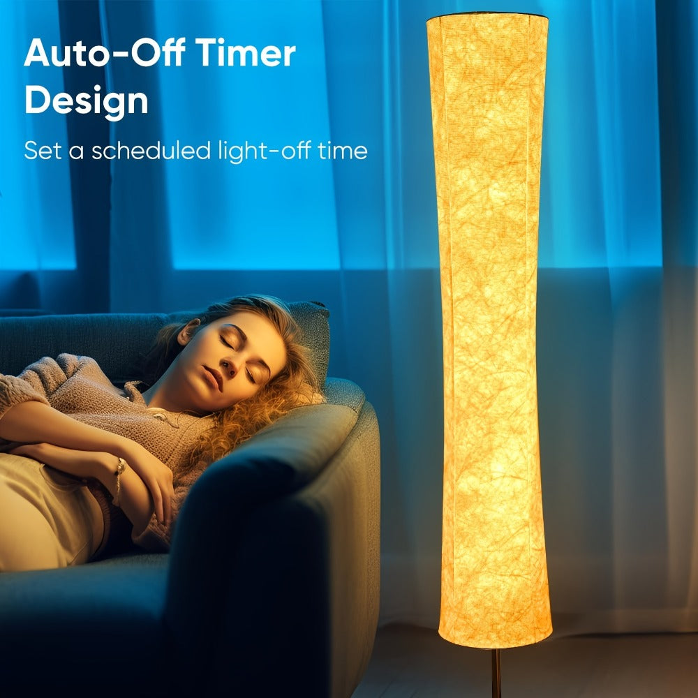 RGB Smart Floor Lamp 16 Million Colors – Music Sync, App & Remote Control, Scene Modes, White Fabric Shade Standing Lamp for Living Room, Bedroom & Gaming Room | 1 & 2 Pack