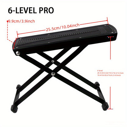 Adjustable Pedicure Footrest with Four-Level or Six-Level Scissor Stand and Textured Black Top Platform
