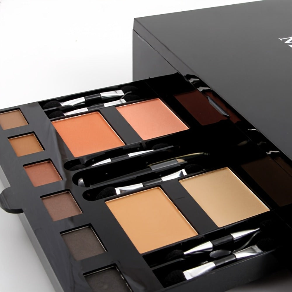 Makeup Kit 190-Color Fold-Out Face and Eye Palette with Center Mirror, 144 Eyeshadow Shades and Eight Brushes