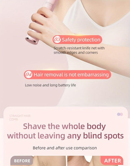 Electric Epilator for Women Double Head USB Rechargeable Painless Hair Removal Shaver Bikini Trimmer Body Private Area Grooming Device