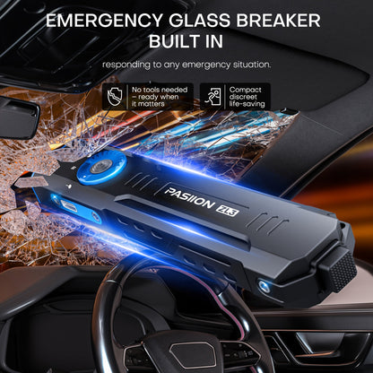Flashlight Flat EDC Triple-Light Torch with White, Green and UV LEDs, Type-C Charging and Glass Breaker