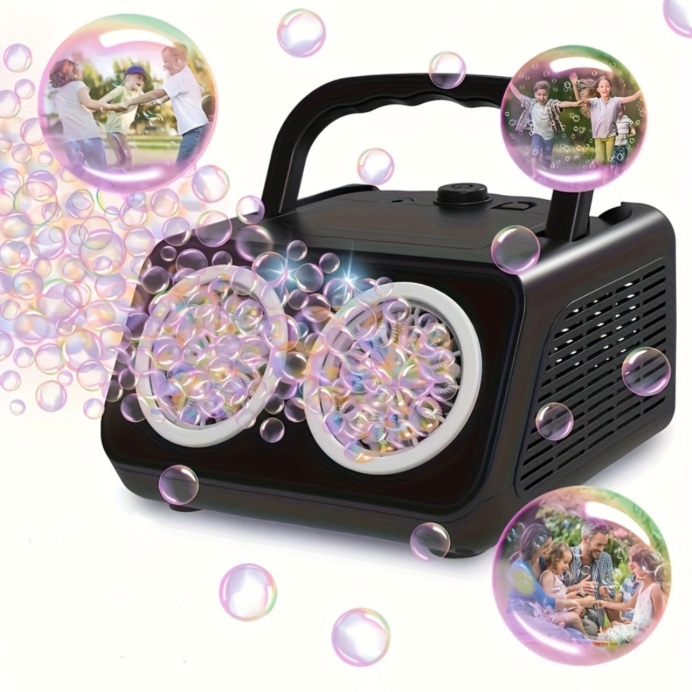 Dual-Wheel Bubble Machine with White Single-Unit or Black and Light White Two-Unit Bundle Labels