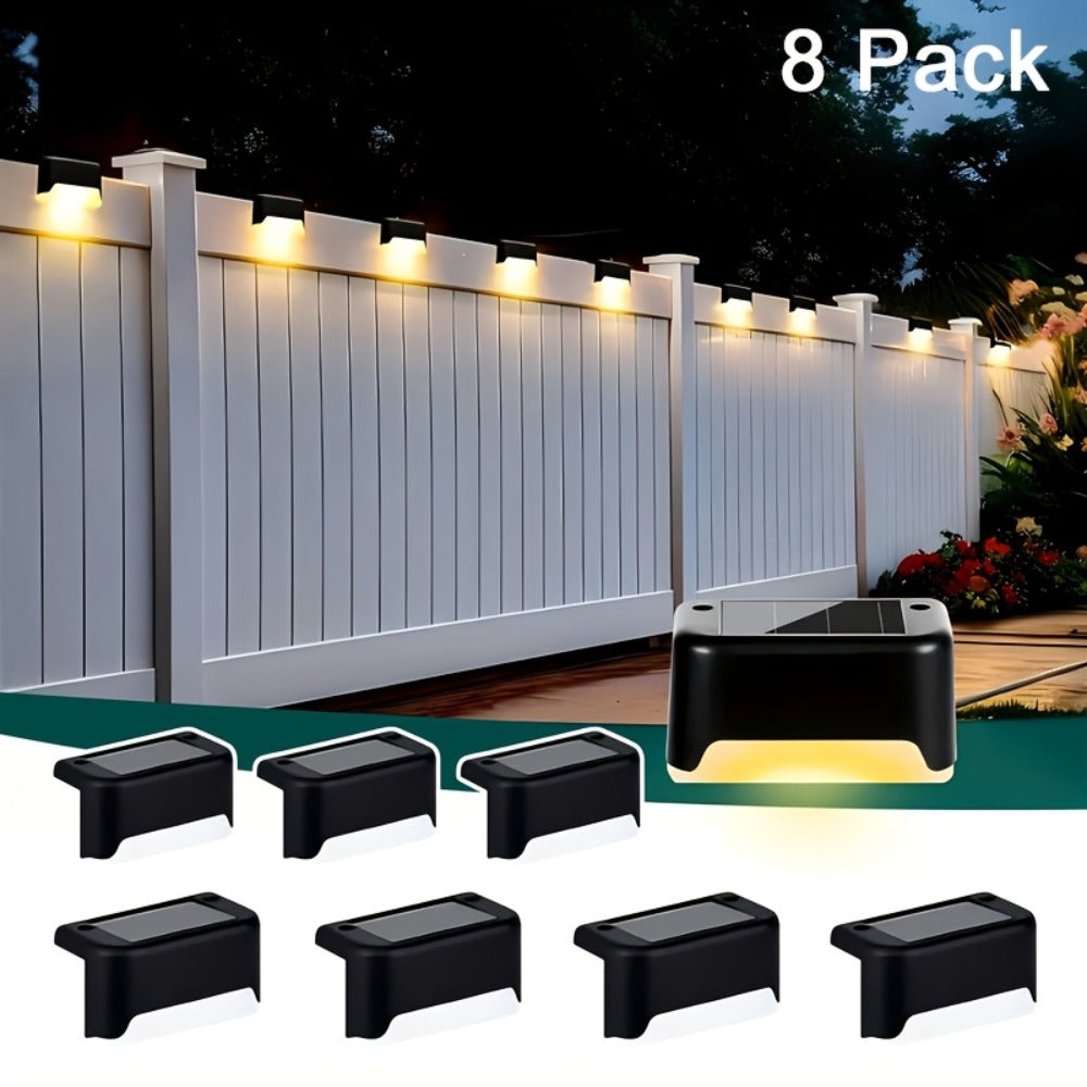 Solar Powered LED Deck Lights – Auto On/Off Outdoor Step Lights for Stairs, Fence, Pathway & Patio, 12-Hour Continuous Lighting, Weatherproof Solar Stair Lights for Garden, Yard & Commercial Use