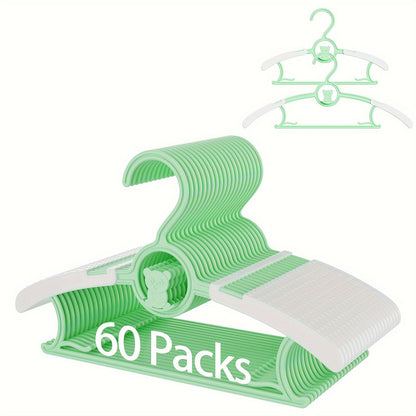 Adjustable Kids Clothes Hangers in 20 or 60-Piece Packs, 11–14 Inch Width Range and Four Nursery Colors