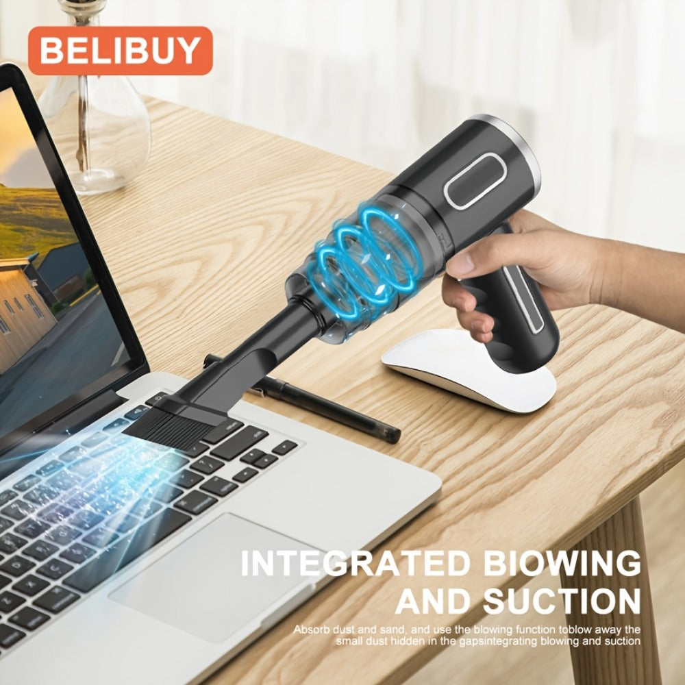 Handheld Vacuum Cleaner with 3KPa Suction, USB Charging, Long Reach Tube, Brush Head and Spare Filter