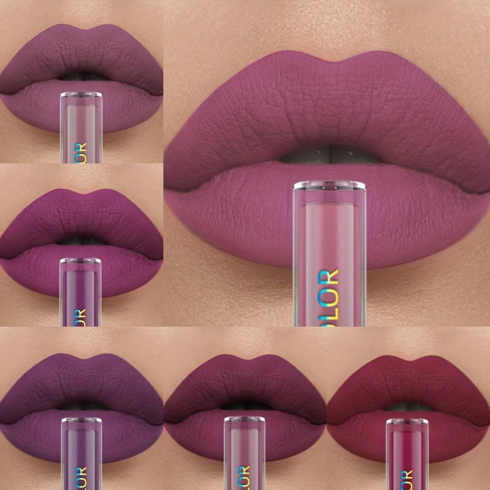 Matte Liquid Lipstick Set 6pcs Lip Glaze Long-Lasting Non-Sticky Non-Drying Colorfast Velvet Finish with Natural Scent Defines Lip Contour All-Day Wear Everyday Makeup Gift Set for Women