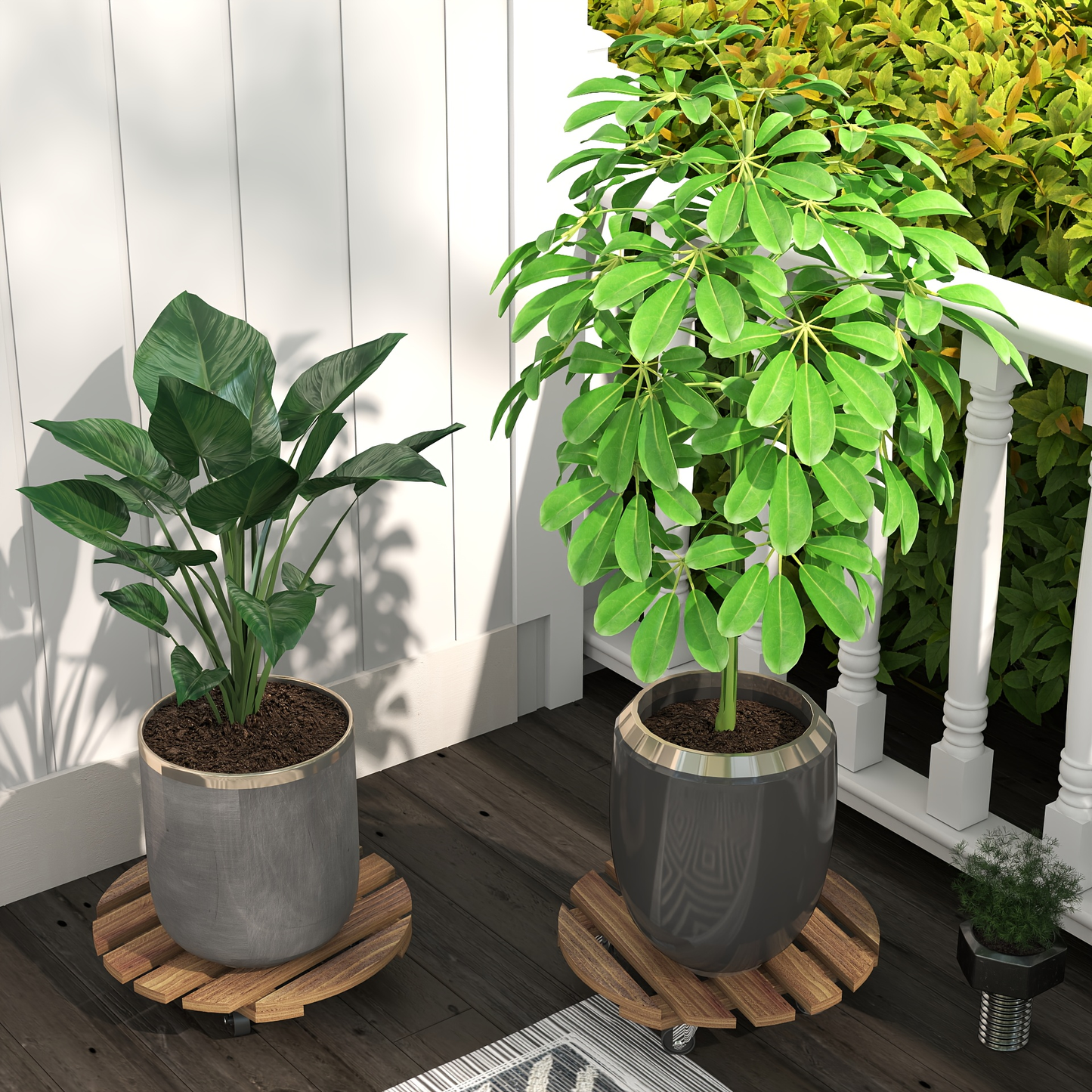 Plant Caddy with Wheels 2 Pack – 13.4" Heavy Duty Iron Pot Roller with Lockable Swivel Casters for Indoor & Outdoor Planters