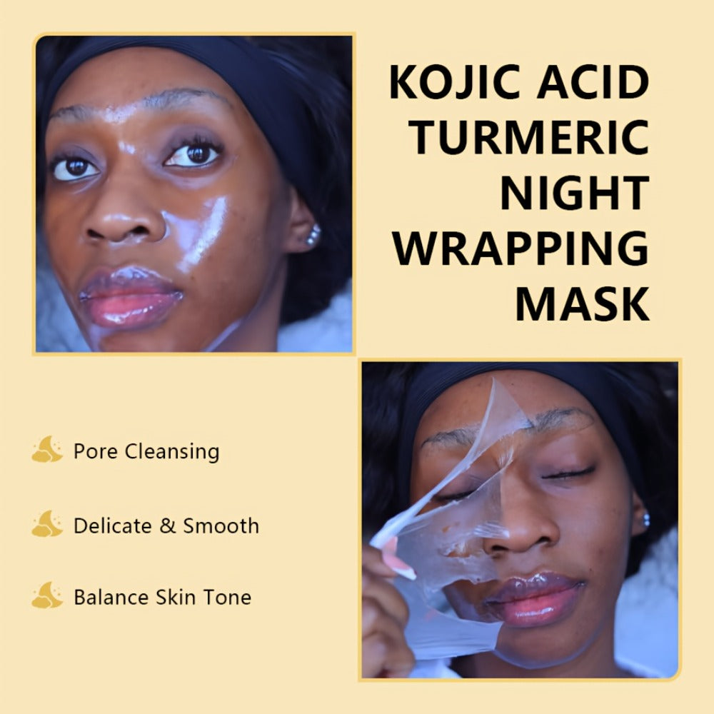 Kojic Acid Turmeric Face Mask with Vitamin C — Brightening Peeling Mask for Dark Spots, Deep Cleansing, Oil Control & Glowing Skin, Alcohol-Free, All Skin Types, 100ml with Brush
