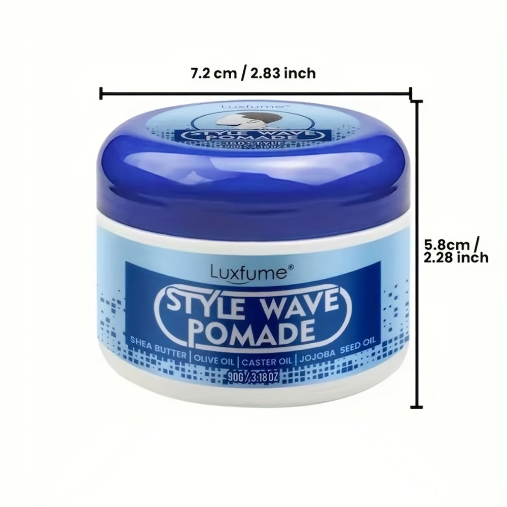 360 Wave Pomade for Men — Strong Hold Non-Greasy Hair Styling Cream for 360 Waves & Layered Wave Patterns, Silky Shine Natural Wave Grease for Soft Touchable Defined Waves