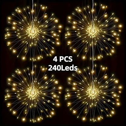 Solar Starburst Lantern Fairy Lights Outdoor 5 Pack 450 LED - Remote & Timer, 8 Modes, Adjustable Brightness