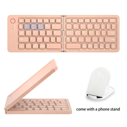 Double-Fold Pocket Bluetooth Keyboard Rechargeable Ultra-Lightweight Travel Wireless Keyboard Compatible with iOS Android Windows Tablets Phones Laptops Available in 5 Colors
