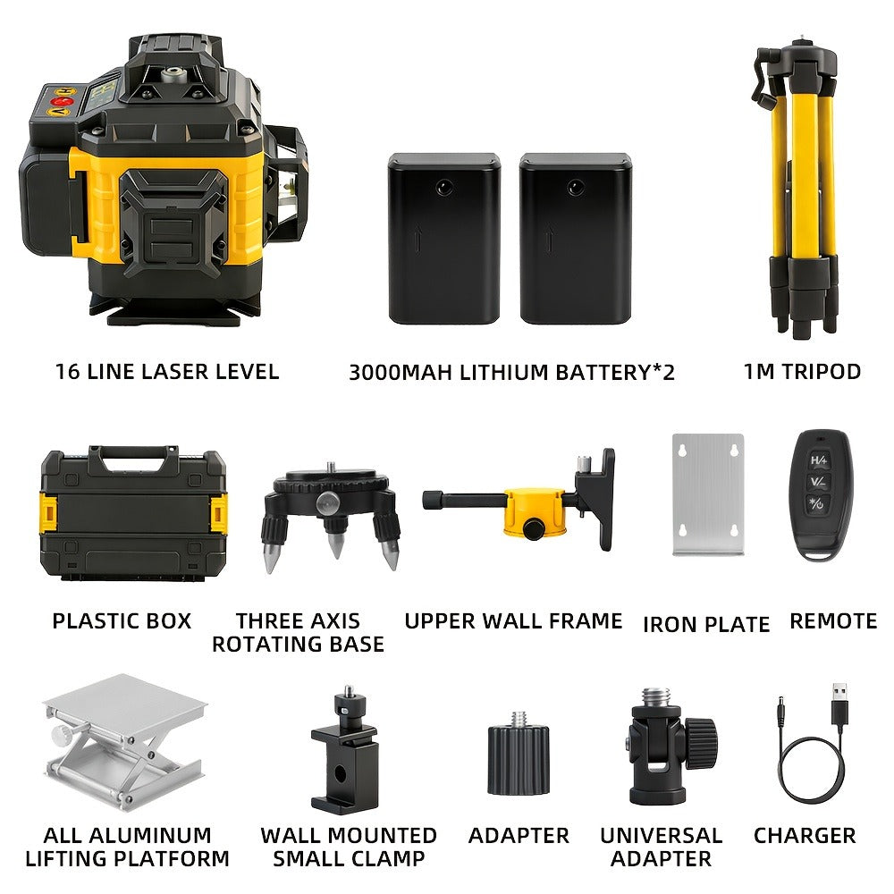 16-Line-Labeled Laser Level Kits in Five Packages with Tripod and No-Tripod Checkout Options