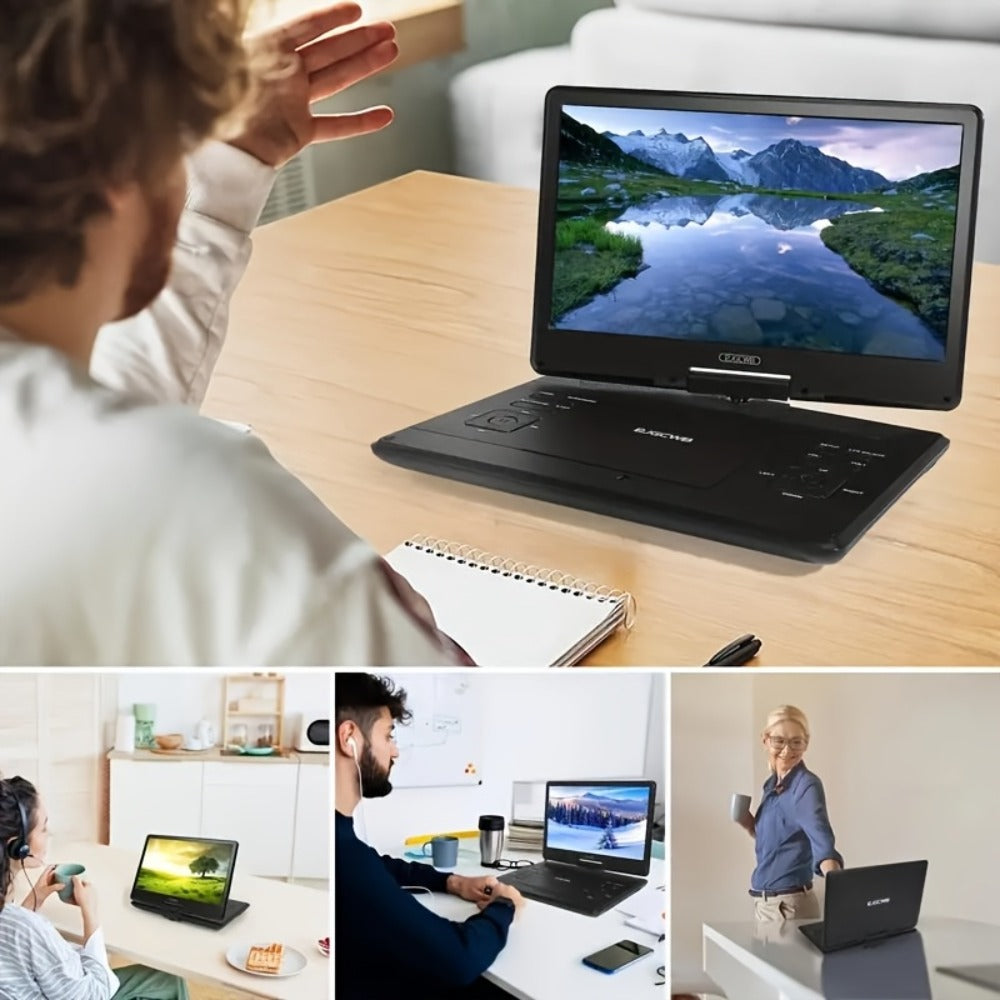Portable DVD Player 14.1 Inch HD Screen, AV IN/OUT Sync TV & Projector, 270° Rotating Screen, Region Free, USB SD Card, Remote Control, 6-Hour Battery, Dual Speakers for Car Home Travel