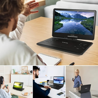 Portable DVD Player 14.1 Inch HD Screen, AV IN/OUT Sync TV & Projector, 270° Rotating Screen, Region Free, USB SD Card, Remote Control, 6-Hour Battery, Dual Speakers for Car Home Travel