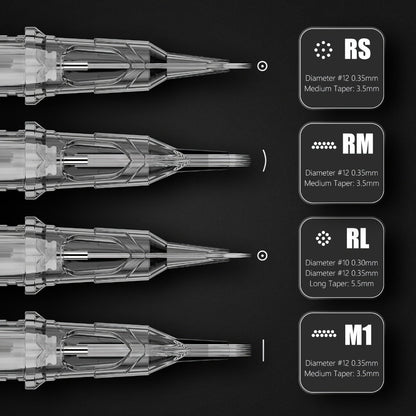Tattoo Cartridge Needles with XNET X-RAY Label, 20-Piece RL RS or RM Code Combination Packs