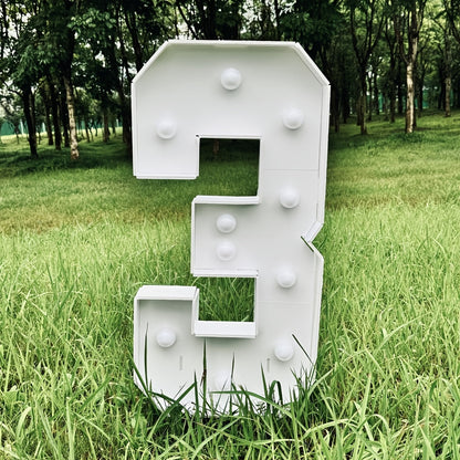 Party Decorations Three-Foot Freestanding Number Sign with Warm White LED Lights and Digits 0–9