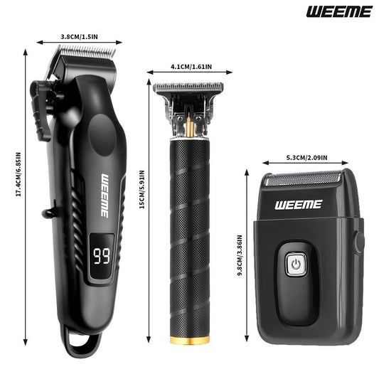 Men's Grooming Barber Haircut Set 2 & 3 Piece - Professional Hair Clipper USB Rechargeable T-Blade Trimmer Razor with 8 Limit Combs Complete Barbershop Kit for Men Boyfriend Father Birthday Gift Black