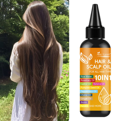 Hair Oil 10-in-1 100ml Pointed-Applicator Bottle with Ginger, Rosemary, Castor, Batana, Rice Water and Biotin
