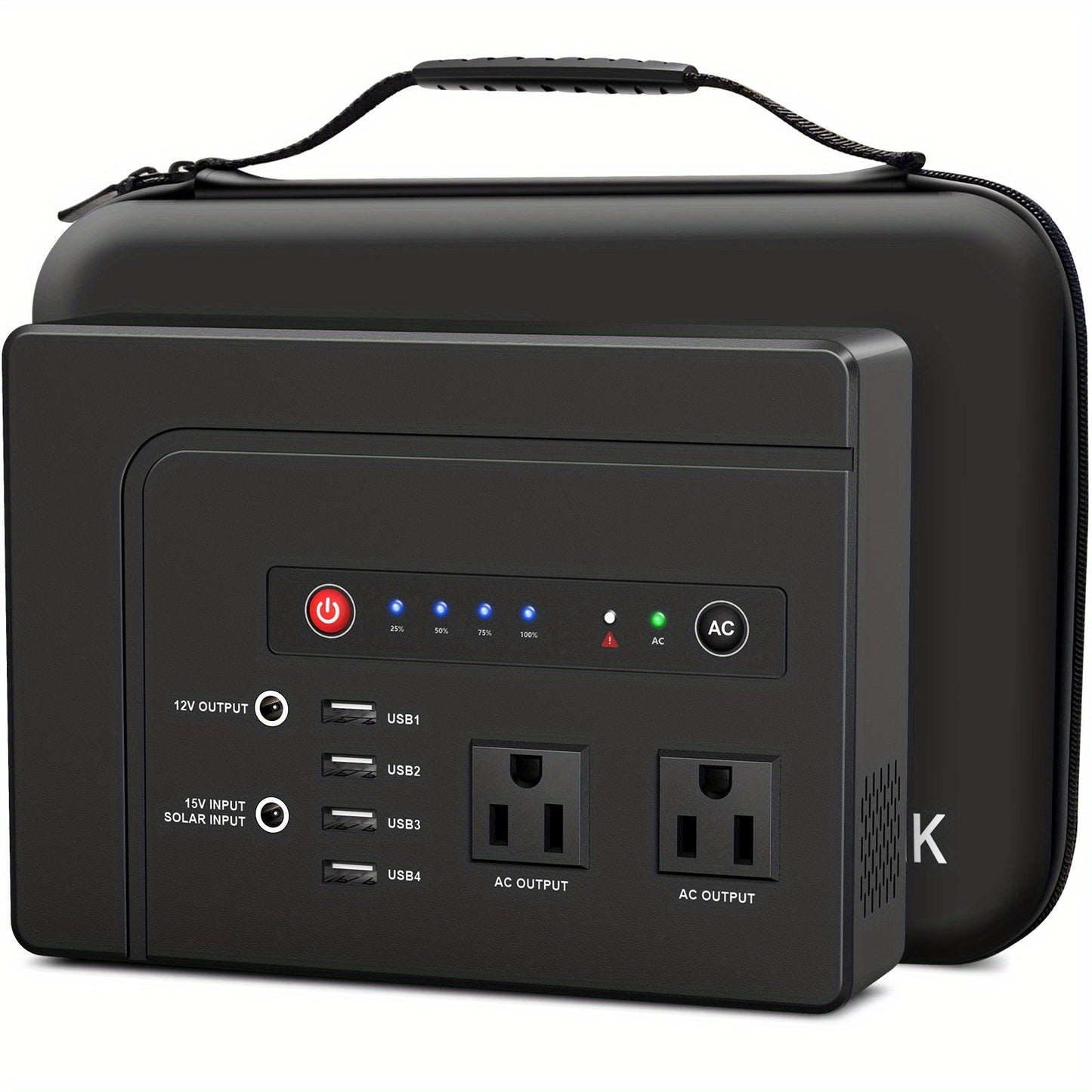 Portable Power Station 146Wh 200W with Two AC Outlets, Four USB Ports and Hard Carrying Case