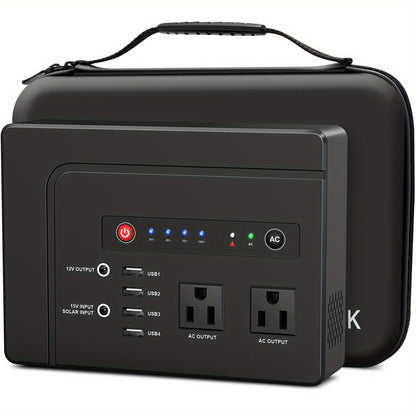 Portable Power Station 146Wh 200W with Two AC Outlets, Four USB Ports and Hard Carrying Case