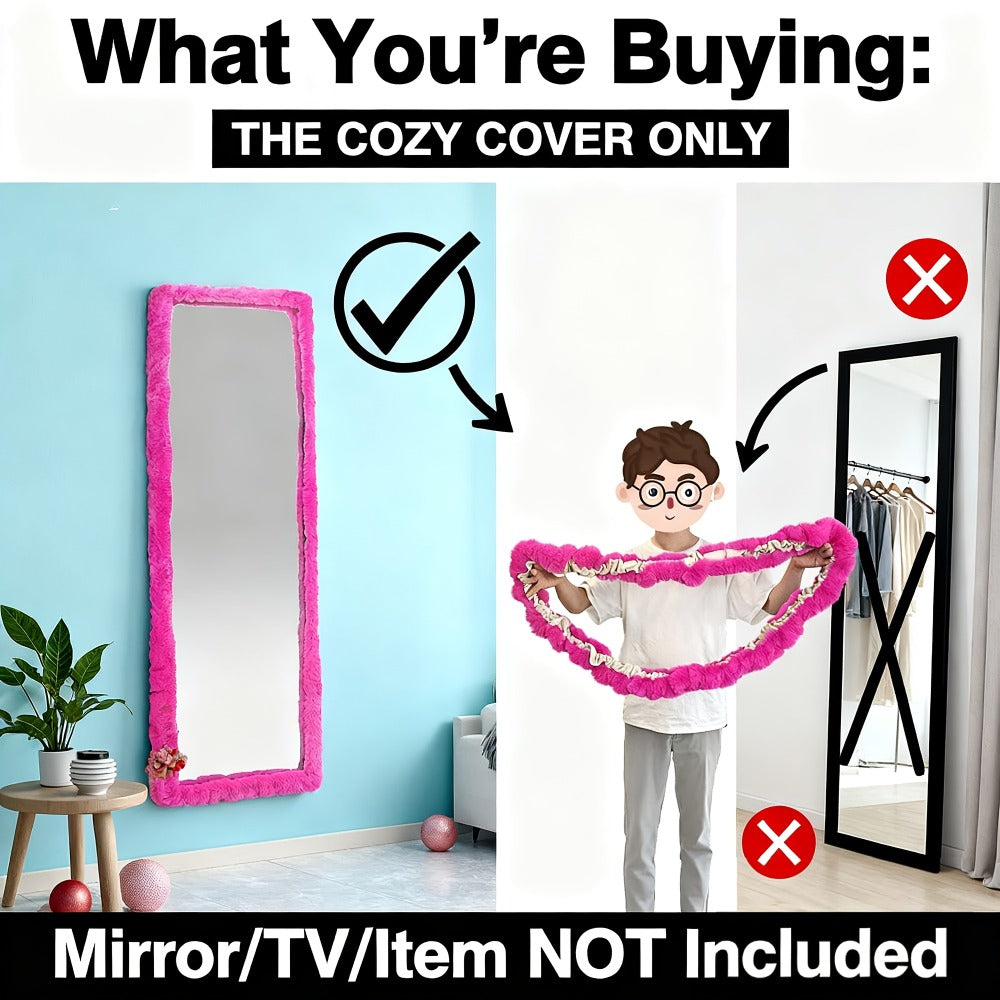 Full Length Floor Mirror Cover Fluffy Stretchable 64"x21" - Soft Non-Slip Irregular Shape Bedroom Dressing Room Mirror Sleeve 6 Colors
