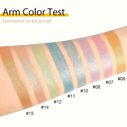 Fluorescent Eye Shadow Pen Set 8 or 16 Pcs, Shimmer Matte & Neon Gel Eyeliner Pencil Kit, for Makeup, Travel and Everyday Vanity Use