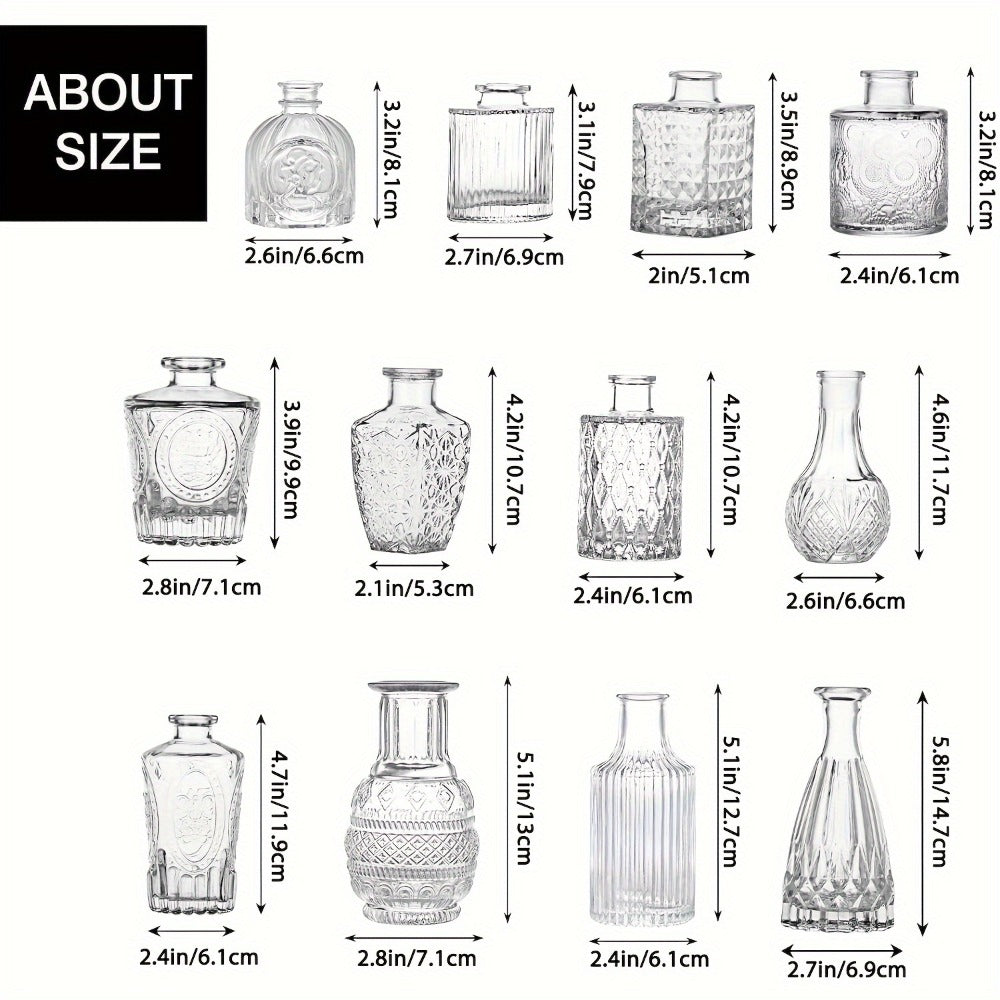 Clear Glass Bud Vase Assortment in 12-, 18-, 30-, 54- or 64-Piece Sets for Wedding and Table Displays